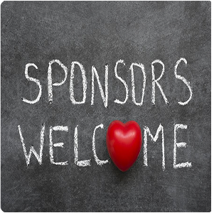 "Sponsors welcome" written on a black board/wall