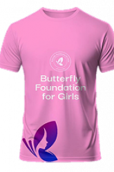 A pink butterfly foundation T-shirt